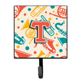 Caroline'S Treasures Cj2001-Tsh4 Letter T Retro Teal Orange Musical Instruments Initial Leash Or Key Holder, Small, Multicolor