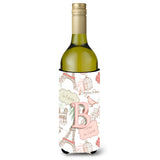 Letter B Love In Paris Pink Wine Bottle Beverage Insulator Hugger Cj2002-Bliterk