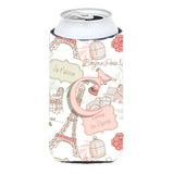 Letter C Love In Paris Pink Tall Boy Beverage Insulator Hugger Cj2002-Ctbc