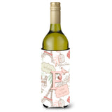 Letter F Love In Paris Pink Wine Bottle Beverage Insulator Hugger Cj2002-Fliterk