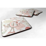 Caroline'S Treasures Cj2002-Gfc Letter G Love In Paris Pink Foam Coasters (Set Of 4), 3.5, Multicolor