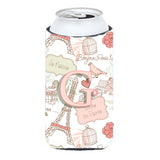 Letter G Love In Paris Pink Tall Boy Beverage Insulator Hugger Cj2002-Gtbc