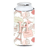 Letter H Love In Paris Pink Tall Boy Beverage Insulator Hugger Cj2002-Htbc