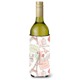 Letter I Love In Paris Pink Wine Bottle Beverage Insulator Hugger Cj2002-Iliterk