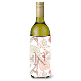 Letter N Love In Paris Pink Wine Bottle Beverage Insulator Hugger Cj2002-Nliterk