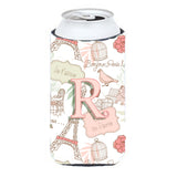 Letter R Love In Paris Pink Tall Boy Beverage Insulator Hugger Cj2002-Rtbc