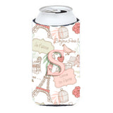 Letter S Love In Paris Pink Tall Boy Beverage Insulator Hugger Cj2002-Stbc