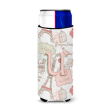 Letter U Love In Paris Pink Ultra Beverage Insulators For Slim Cans Cj2002-Umuk