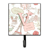 Caroline'S Treasures Cj2002-Vsh4 Letter V Love In Paris Pink Leash Or Key Holder, Small, Multicolor
