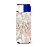 Letter W Love In Paris Pink Ultra Beverage Insulators For Slim Cans Cj2002-Wmuk