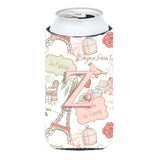 Letter Z Love In Paris Pink Tall Boy Beverage Insulator Hugger Cj2002-Ztbc
