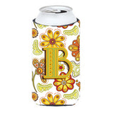Letter B Floral Mustard And Green Tall Boy Beverage Insulator Hugger Cj2003-Btbc