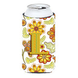 Letter L Floral Mustard And Green Tall Boy Beverage Insulator Hugger Cj2003-Ltbc