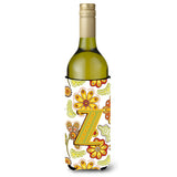 Letter Z Floral Mustard And Green Wine Bottle Beverage Insulator Hugger Cj2003-Zliterk