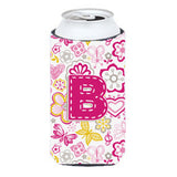 Caroline'S Treasures Cj2005-Btbc Letter B Flowers And Butterflies Pink Tall Boy Koozie Hugger, Multicolor