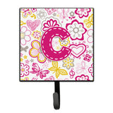 Caroline'S Treasures Cj2005-Csh4 Letter C Flowers And Butterflies Pink Leash Or Key Holder, Small, Multicolor