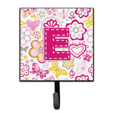 Caroline'S Treasures Cj2005-Esh4 Letter E Flowers And Butterflies Pink Leash Or Key Holder, Small, Multicolor