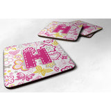 Caroline'S Treasures Cj2005-Hfc Letter H Flowers And Butterflies Pink Foam Coasters (Set Of 4), 3.5, Multicolor