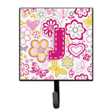Caroline'S Treasures Cj2005-Jsh4 Letter J Flowers And Butterflies Pink Leash Or Key Holder, Small, Multicolor