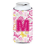 Letter M Flowers And Butterflies Pink Tall Boy Beverage Insulator Hugger Cj2005-Mtbc