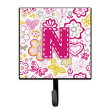 Caroline'S Treasures Cj2005-Nsh4 Letter N Flowers And Butterflies Pink Leash Or Key Holder, Small, Multicolor