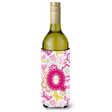 Letter Q Flowers And Butterflies Pink Wine Bottle Beverage Insulator Hugger Cj2005-Qliterk