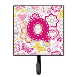 Caroline'S Treasures Cj2005-Qsh4 Letter Q Flowers And Butterflies Pink Leash Or Key Holder, Small, Multicolor