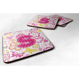 Caroline'S Treasures Cj2005-Sfc Letter S Flowers And Butterflies Pink Foam Coasters (Set Of 4), 3.5, Multicolor