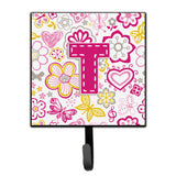 Caroline'S Treasures Cj2005-Tsh4 Letter T Flowers And Butterflies Pink Leash Or Key Holder, Small, Multicolor