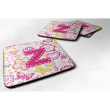 Caroline'S Treasures Cj2005-Zfc Letter Z Flowers And Butterflies Pink Foam Coasters (Set Of 4), 3.5, Multicolor
