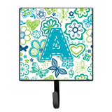 Caroline'S Treasures Cj2006-Ash4 Letter A Flowers And Butterflies Teal Blue Leash Or Key Holder, Small, Multicolor