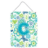 Caroline'S Treasures Cj2006-Cds1216 Letter C Flowers And Butterflies Teal Blue Wall Or Door Hanging Prints, 16 X 12, Multi