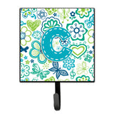 Caroline'S Treasures Cj2006-Csh4 Letter C Flowers And Butterflies Teal Blue Leash Or Key Holder, Small, Multicolor