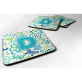 Caroline'S Treasures Cj2006-Dfc Letter D Flowers And Butterflies Teal Blue Foam Coasters (Set Of 4), 3.5, Multicolor