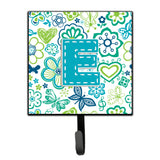 Caroline'S Treasures Cj2006-Esh4 Letter E Flowers And Butterflies Teal Blue Leash Or Key Holder, Small, Multicolor