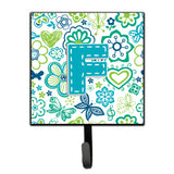 Caroline'S Treasures Cj2006-Fsh4 Letter F Flowers And Butterflies Teal Blue Leash Or Key Holder, Small, Multicolor