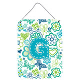 Caroline'S Treasures Cj2006-Gds1216 Letter G Flowers And Butterflies Teal Blue Wall Or Door Hanging Prints, 16 X 12, Multi