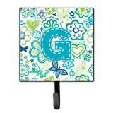 Caroline'S Treasures Cj2006-Gsh4 Letter G Flowers And Butterflies Teal Blue Leash Or Key Holder, Small, Multicolor