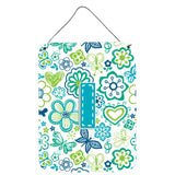 Caroline'S Treasures Cj2006-Ids1216 Letter I Flowers And Butterflies Teal Blue Wall Or Door Hanging Prints, 16 X 12, Multi