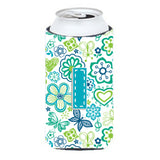 Letter I Flowers And Butterflies Teal Blue Tall Boy Beverage Insulator Hugger Cj2006-Itbc