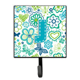 Caroline'S Treasures Cj2006-Jsh4 Letter J Flowers And Butterflies Teal Blue Leash Or Key Holder, Small, Multicolor