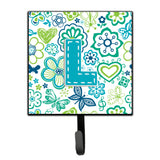 Caroline'S Treasures Cj2006-Lsh4 Letter L Flowers And Butterflies Teal Blue Leash Or Key Holder, Small, Multicolor