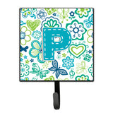 Caroline'S Treasures Cj2006-Psh4 Letter P Flowers And Butterflies Teal Blue Leash Or Key Holder, Small, Multicolor