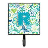 Caroline'S Treasures Cj2006-Rsh4 Letter R Flowers And Butterflies Teal Blue Leash Or Key Holder, Small, Multicolor