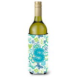 Letter S Flowers And Butterflies Teal Blue Wine Bottle Beverage Insulator Hugger Cj2006-Sliterk
