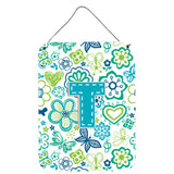 Caroline'S Treasures Cj2006-Tds1216 Letter T Flowers And Butterflies Teal Blue Wall Or Door Hanging Prints, 16 X 12, Multi