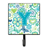 Caroline'S Treasures Cj2006-Ysh4 Letter Y Flowers And Butterflies Teal Blue Leash Or Key Holder, Small, Multicolor