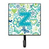 Caroline'S Treasures Cj2006-Zsh4 Letter Z Flowers And Butterflies Teal Blue Leash Or Key Holder, Small, Multicolor