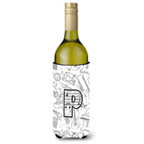 Letter P Musical Note Letters Wine Bottle Beverage Insulator Hugger Cj2007-Pliterk