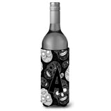 Letter A Day Of The Dead Skulls Black Wine Bottle Beverage Insulator Hugger Cj2008-Aliterk